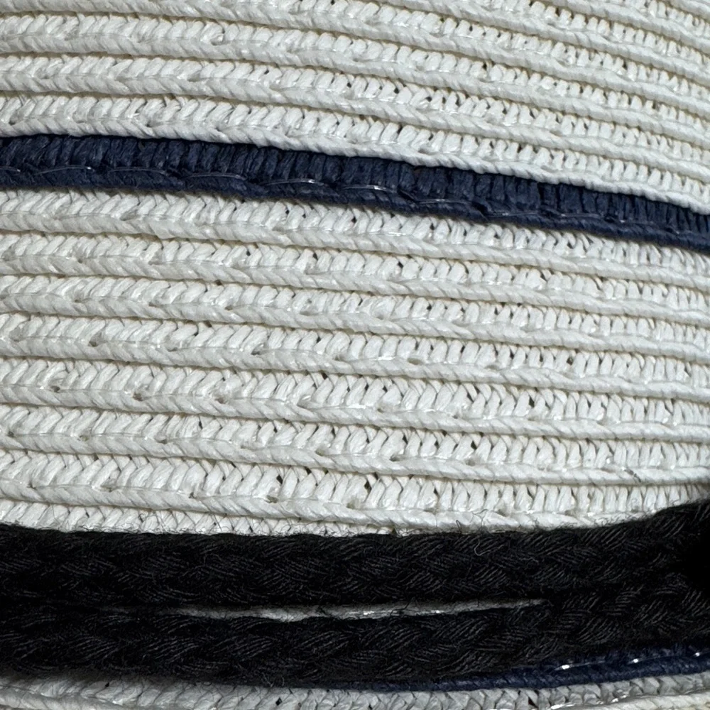 Tommy Bahama Striped White and Navy/Black Sun Hat NWOT
